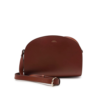 Apc Hazelnut Leather Demi-lune Crossbody Bag In Brown