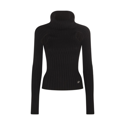 Blumarine Ribbed-knit Cut-out Jumper In Black