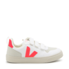 VEJA WHITE AND ROSE FLUO FAUX LEATHER V 10 CWL SNEAKERS