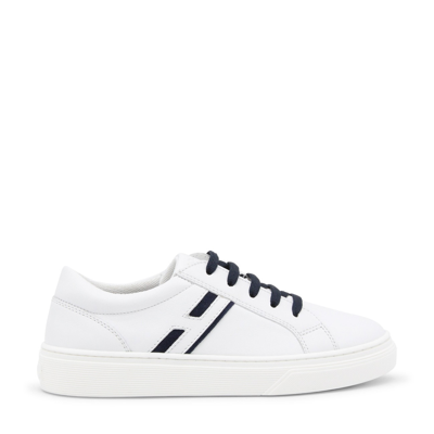 Hogan White And Blue Leather Sneakers In White Blue