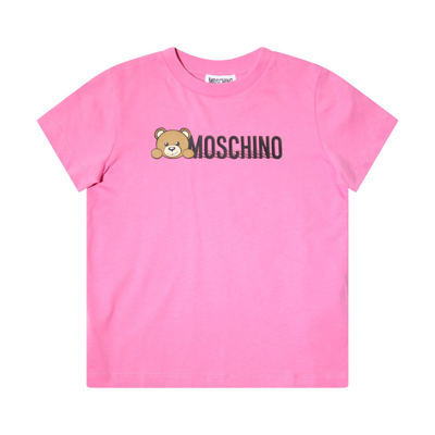 Moschino Strawberry Cotton Teddy Bear Print T-shirt In Pink