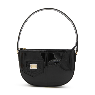 Dolce & Gabbana Black Leather Logo Shoulder Bag