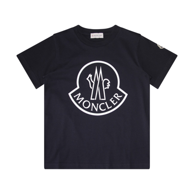 Moncler Kids' Blue Cotton Logo T-shirt