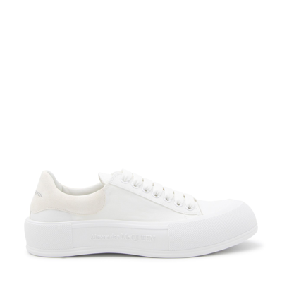 Alexander Mcqueen White Canvas And Leather Plimsoll Sneakers