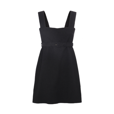 PATOU BLACK COTTON-VISCOSE BLEND CORSAGE DRESS