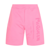 Alexander Mcqueen Bermuda Shorts With Graffiti Logo Print In Sugar Pink