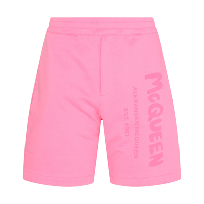 Alexander Mcqueen Logo-print Cotton Track Shorts In Pink