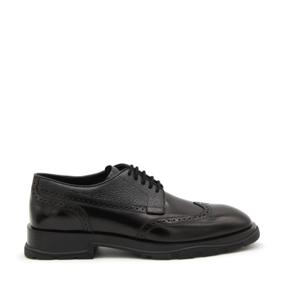 Alexander Mcqueen Black Leather Lace Up Shoes