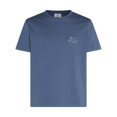 Etro Blue Cotton Pegaso Logo T-shirt