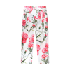 DOLCE & GABBANA WHITE AND RED COTTON CARNATION PANTS