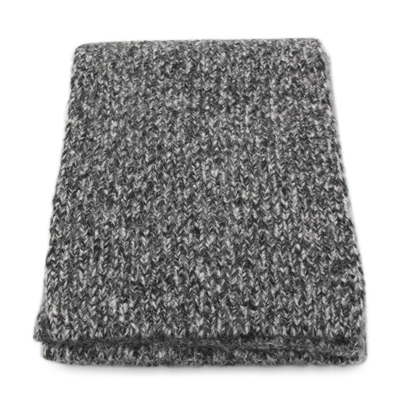 Dries Van Noten Ecru And Black Melange Mohair Blend Scarf In Grey