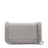 BRUNELLO CUCINELLI GREY LEATHER AND SHEARLING CITY SHOULDER BAG