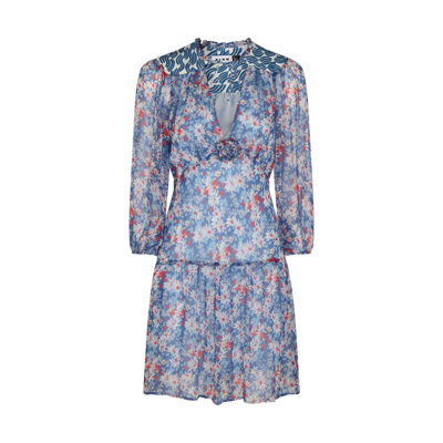 Rixo London Rixo V-neck Floral Printed Mini Dress In Multi