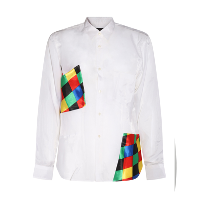 Comme Des Garçons Homme Deux Patchwork-detail Long-sleeve Shirt In White
