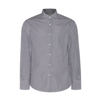Brunello Cucinelli Blue And White Cotton Shirt