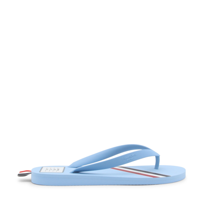 Thom Browne Rwb-stripe Flip Flops In Light Blue