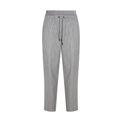 Brunello Cucinelli Pearl Grey Virgin Wool Trousers In Grey