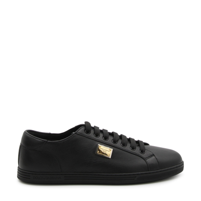 Dolce & Gabbana Black Leather Saint Tropez Sneakers In Nero