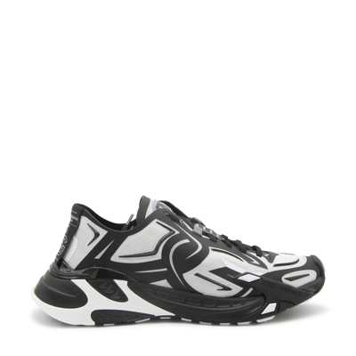 Dolce & Gabbana White/black Lace-up Sneakers In Bianco/nero
