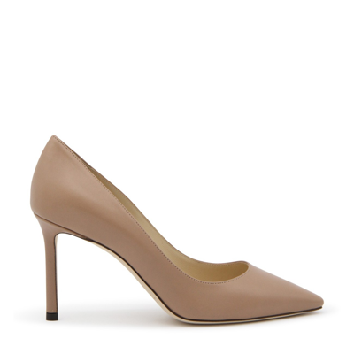 Jimmy Choo Ballet Pink Leather Romy 85 Pumps