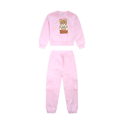 Moschino Kids' Pink Cotton Teddy Boy Two Pieces Nursery Set