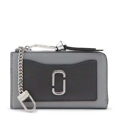 Marc Jacobs Wolf Grey Leather The Top Zip Multi Card Holder In Grey