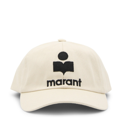 Isabel Marant Cream And Black Cotton Baseball Cap In Neutral