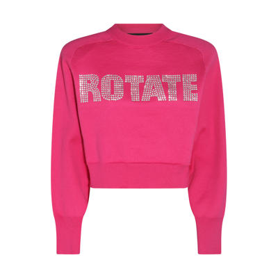 Rotate Birger Christensen Logo Cotton And Cashmere Sweater In Pink