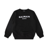 BALMAIN BLACK AND WHITE COTTON LOGO SWEATSHIRT