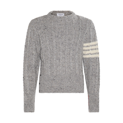 Thom Browne Light Grey Merino Wool Twist Jumper In Grey