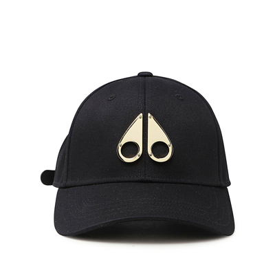 MOOSE KNUCKLES BLACK AND GOLD COTTON LOGO ICON BASEBALL CAP