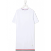 THOM BROWNE WHITE COTTON LOGO T-SHIRT DRESS