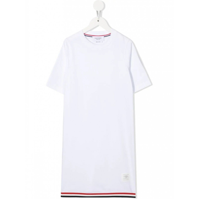 Thom Browne Kids' Stripe-detail T-shirt Dress In White