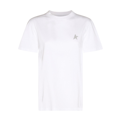 Golden Goose White And Silver Cotton Logo T-shirt In White Silver