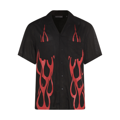 Vision Of Super Flame-print Short-sleeve Shirt In Black