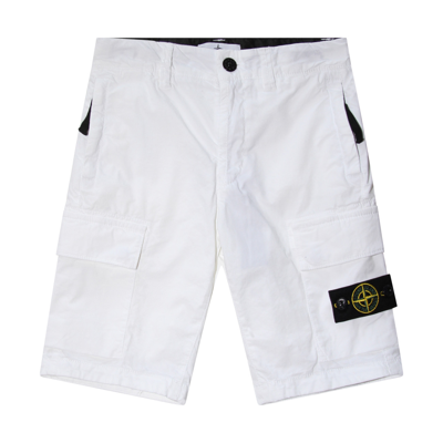 Stone Island Kids' White Cotton Shorts
