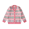 GUCCI PINK WOOL INTERLOCK GG JACQUARD CARDIGAN