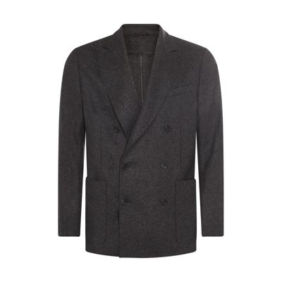 Canali Grey Wool And Cashmere Blend Blazer