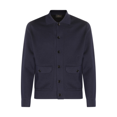 BRIONI NAVY COTTON AND CASHMERE BLEND CASUAL JACKET