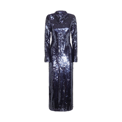 Self-portrait Back-cutout Sequinned Midi Dress In Azul Oscuro