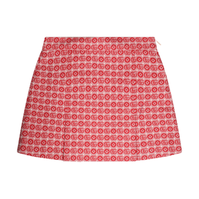 Gucci Kids' Double G Cotton Skirt In Pink