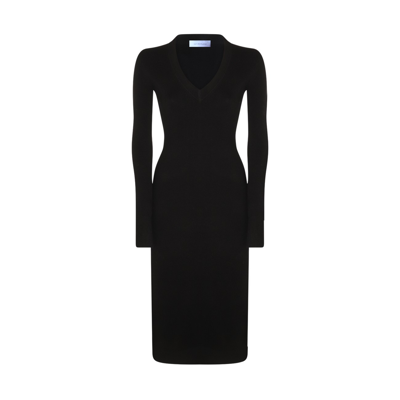 Sportmax Black Wool And Cashmere Blend Stretch Divo Dress In Nero