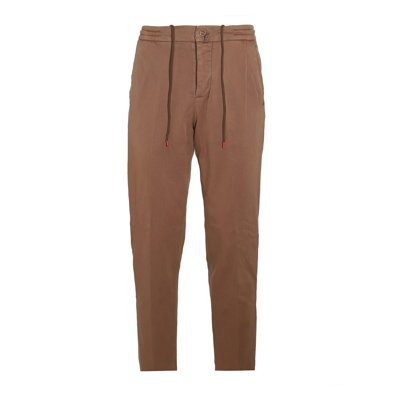 Kiton Light Brown Cotton Trousers In Marrone Chiaro