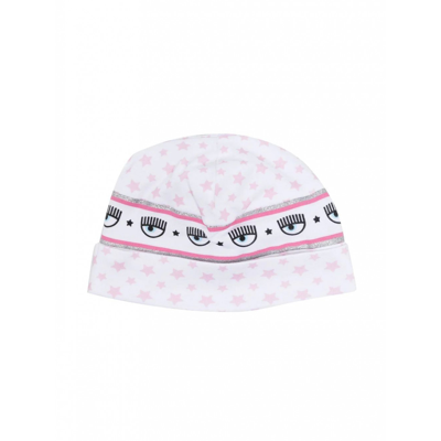 Chiara Ferragni Babies' Mix-print Beanie Hat In White + Rosa Fairytale