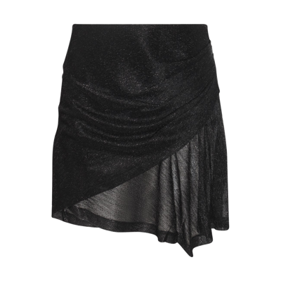 Iro Black Metallic Viscose Skirt