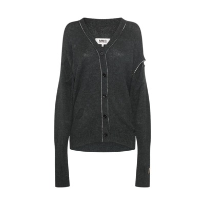 Mm6 Maison Margiela Alpaca-blend Knit Cardigan In Dark Green