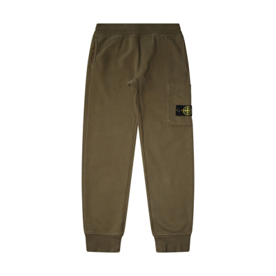 Stone Island Military Green Cotton Track Trousers In Grey