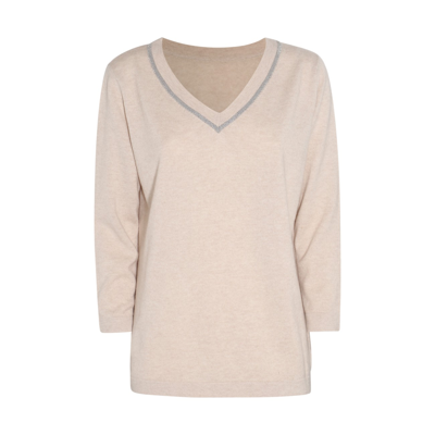 Fabiana Filippi Beige Virgin Wool And Silk Blend Jumper In Neutral