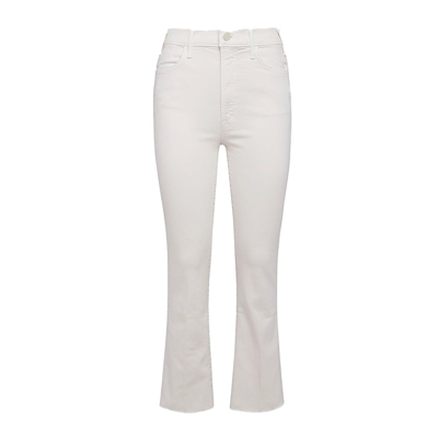 Mother Slim Cut Flared Jeans In White