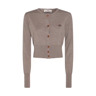 Vivienne Westwood Stone Virgin Wool Orb Bea Cardigan In Beige